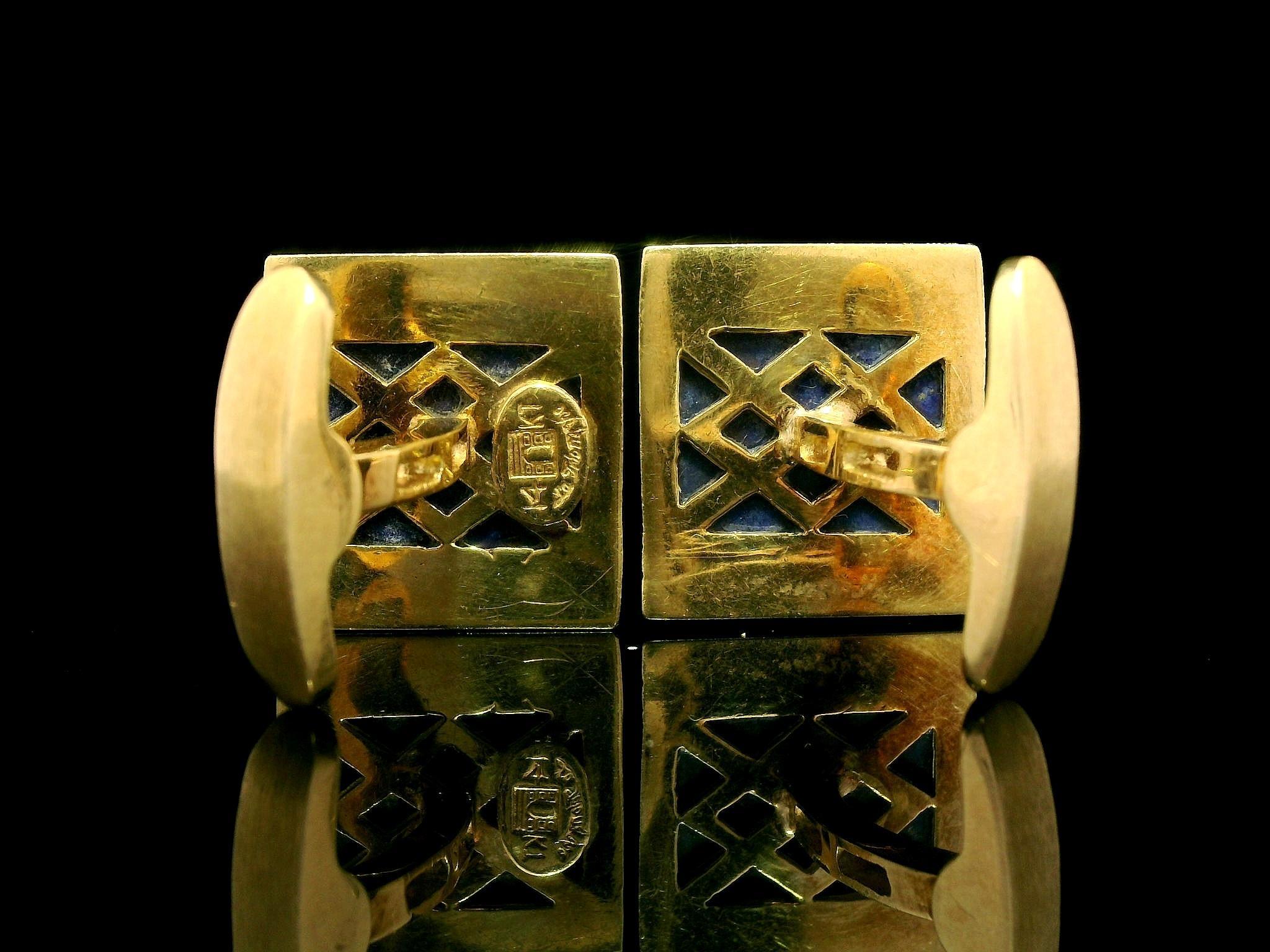 --Stone(s):--
(2) Natural Genuine Lapis -Custom Cut - Blue w/ Natural Flecks - Bezel Set - 15.1x12mm (approx.)

Material: 14k Solid Yellow Gold
Weight: 19.15 Grams
Backing: Swivel Back
Front Width: 18.1mm (0.71')
Front Height: 16.9mm