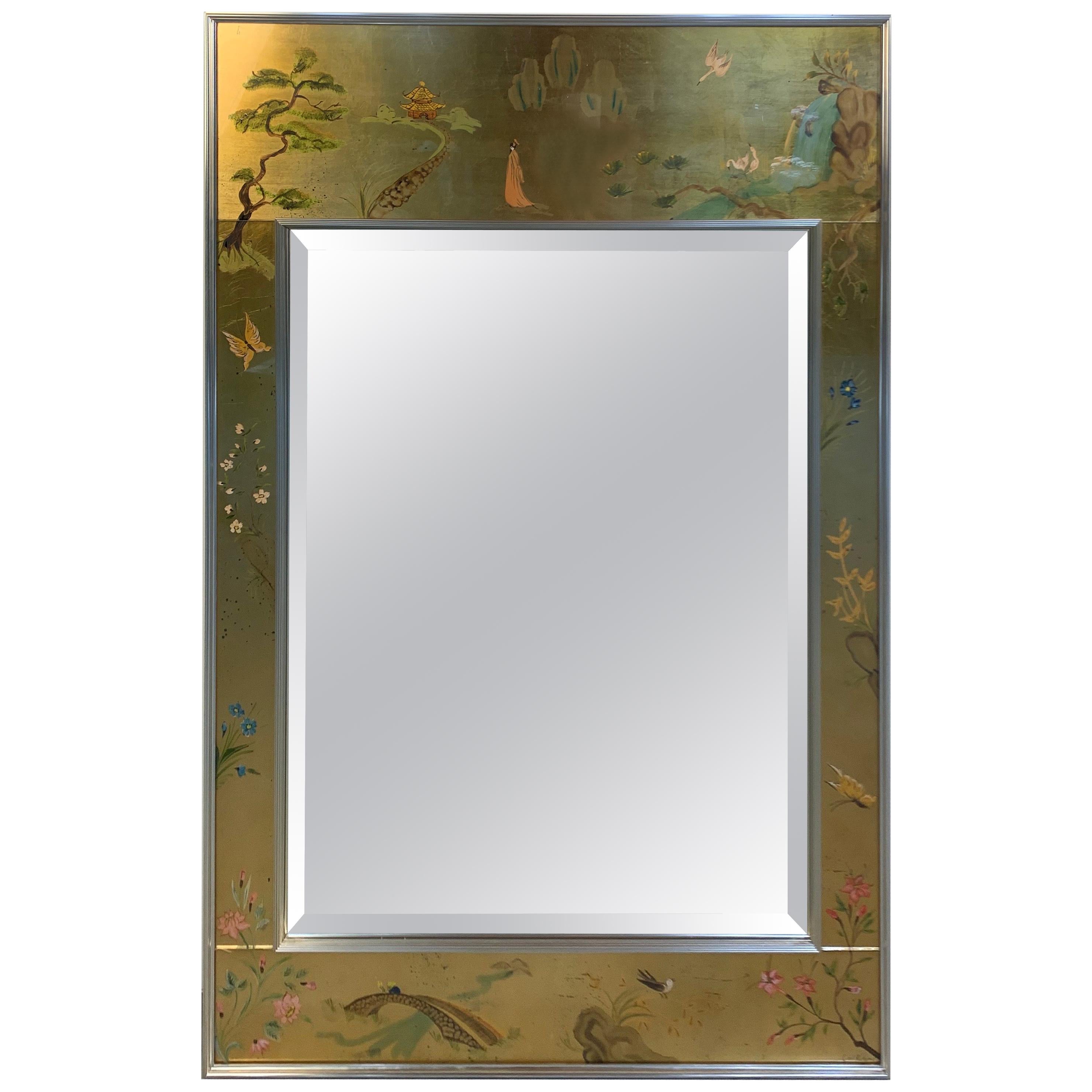 Vintage Labarge Chinoiserie Gilt Painted Ming Style Mirror