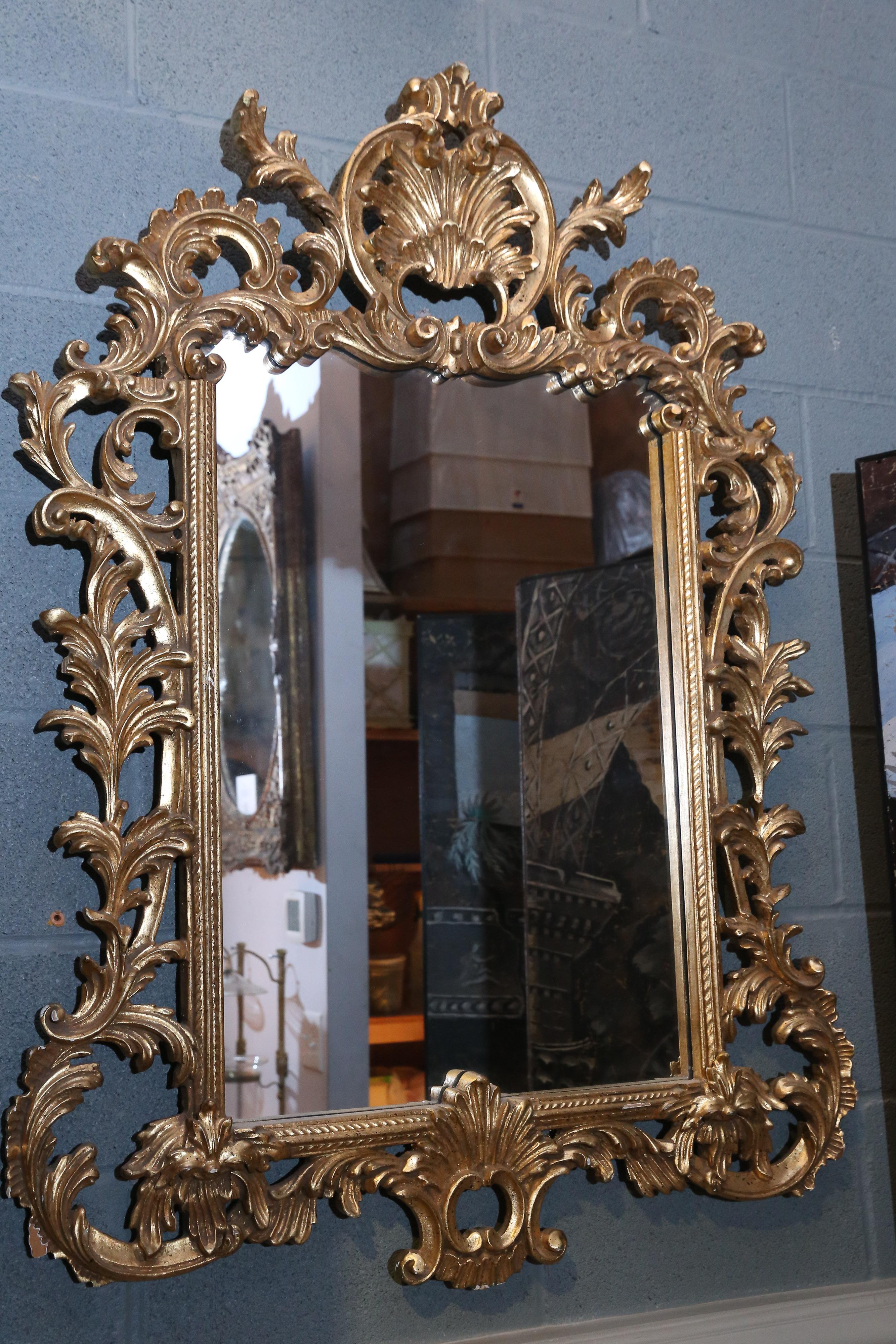 Vintage Labarge Gilt Rococo-Style Mirror In Excellent Condition For Sale In Houston, TX