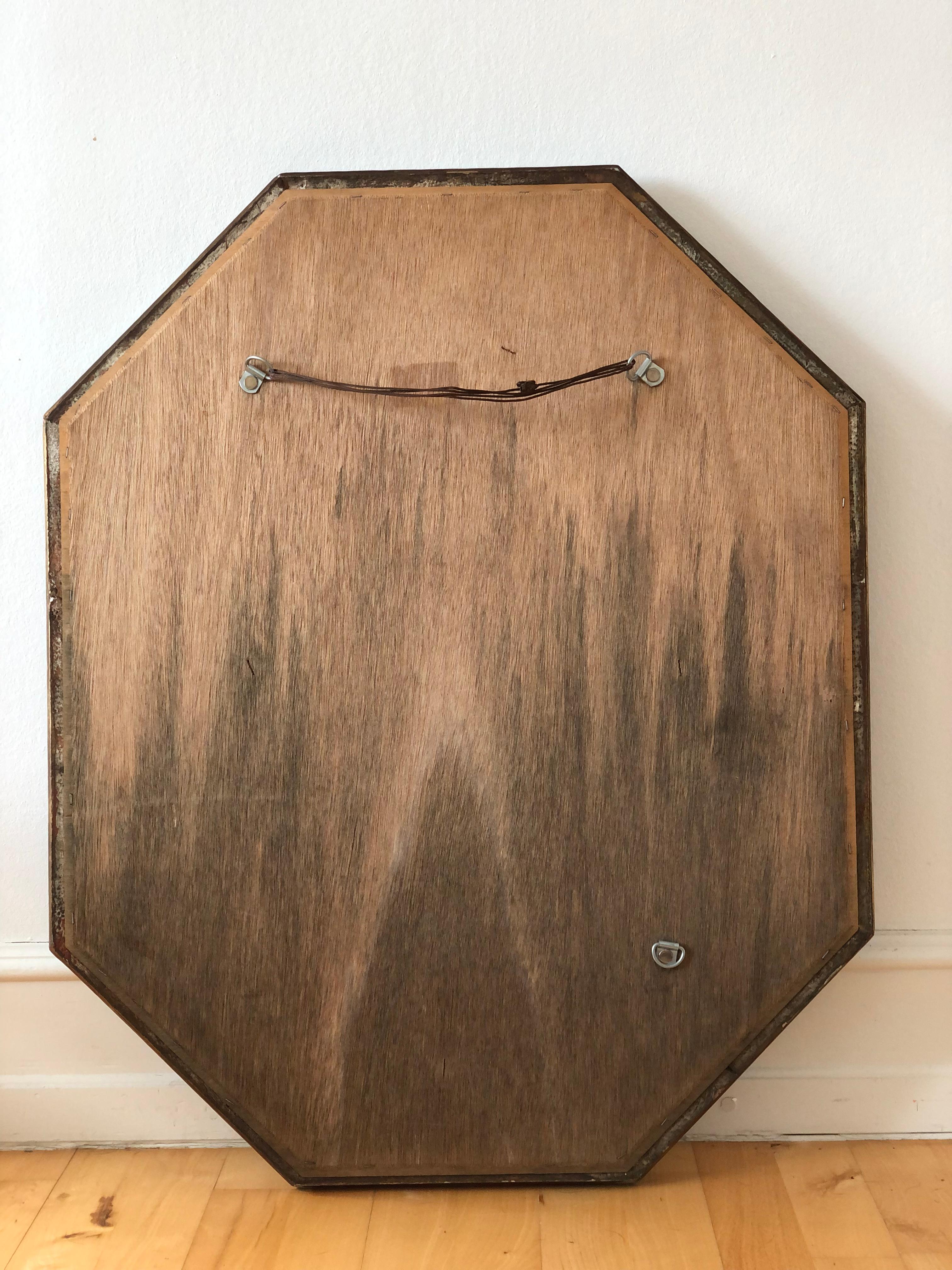 Espejo Octogonal Vintage LaBarge Bambú de imitación Italia Años 70 Madera