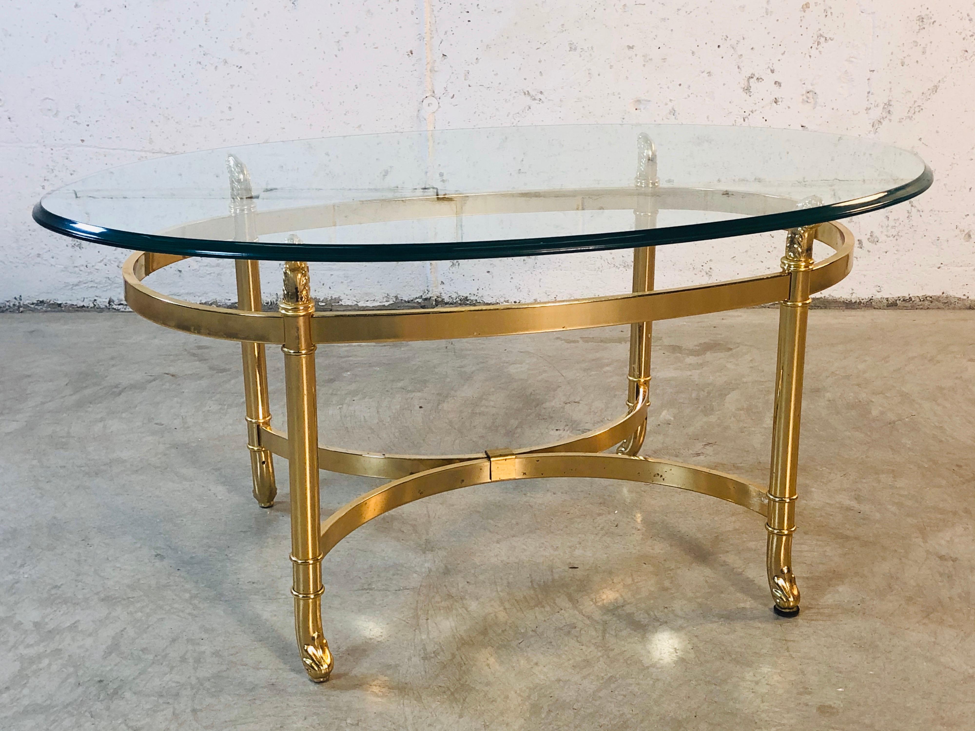 Brass Vintage LaBarge Style Small Oval Coffee Table