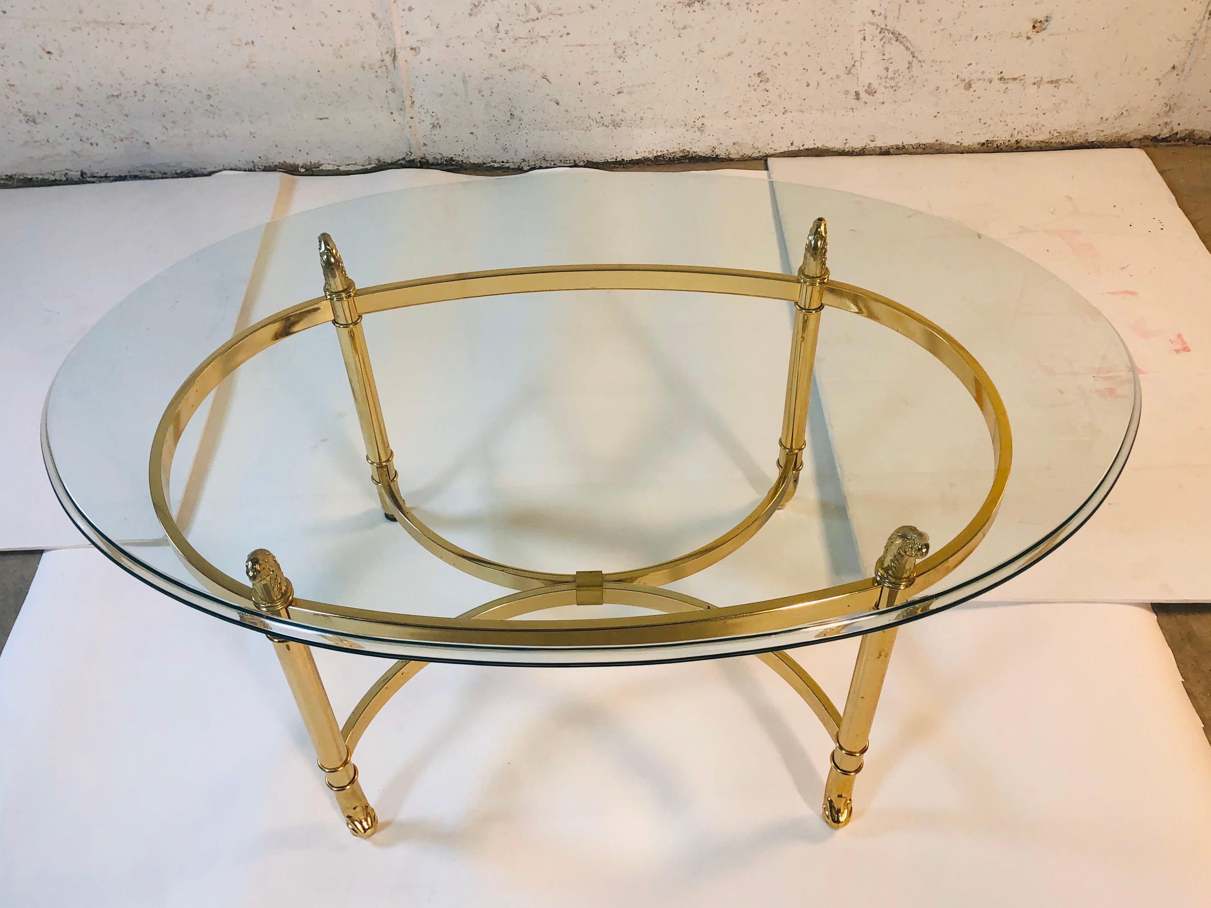 Vintage LaBarge Style Small Oval Coffee Table In Good Condition In Amherst, NH