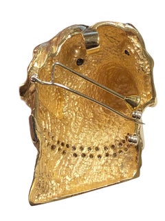 Vintage Labrador Dog Large Gold and Diamond Brooch Pendant