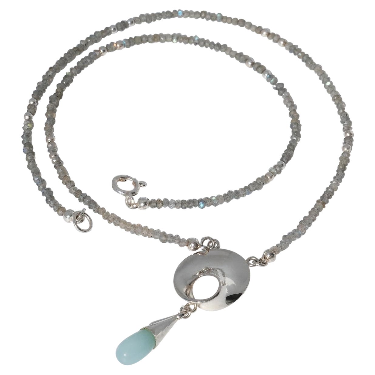 Vintage Labradorites Necklace with a Silver Pendant by Vivianna Torun Bülow-Hübe