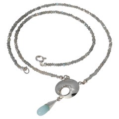 Collar vintage de labradoritas con colgante de plata de Vivianna Torun Bülow-Hübe