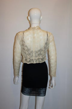 Vintage Lace Crop Bolero Jacket with neck tie