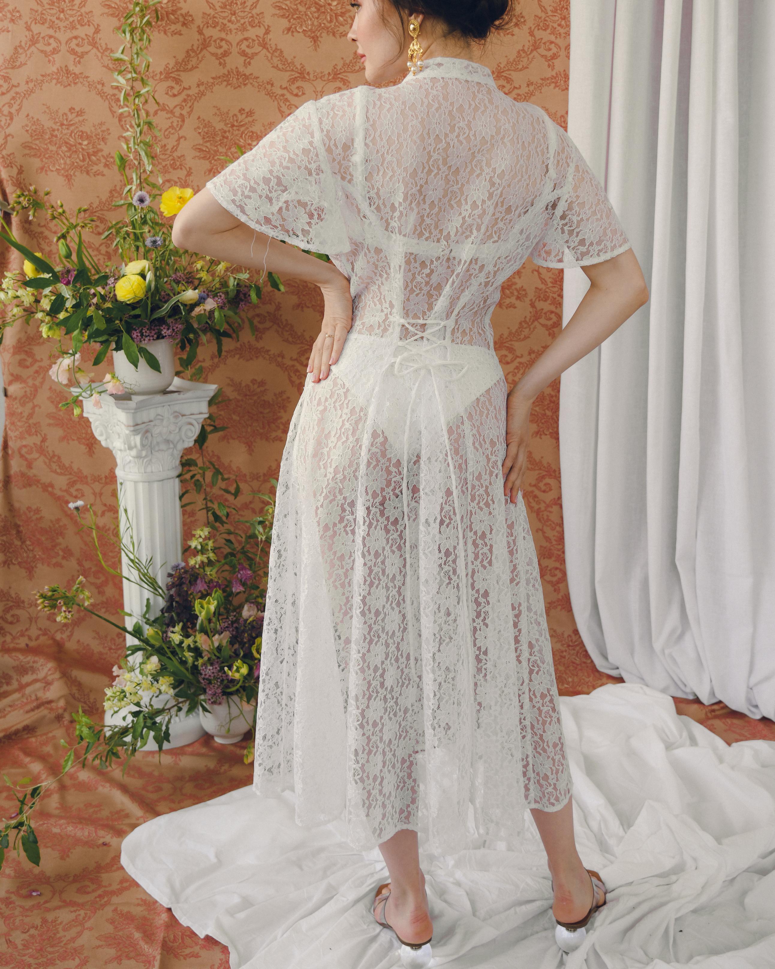 Vintage Lace Dress With Cut-Out Neckline For Sale 5