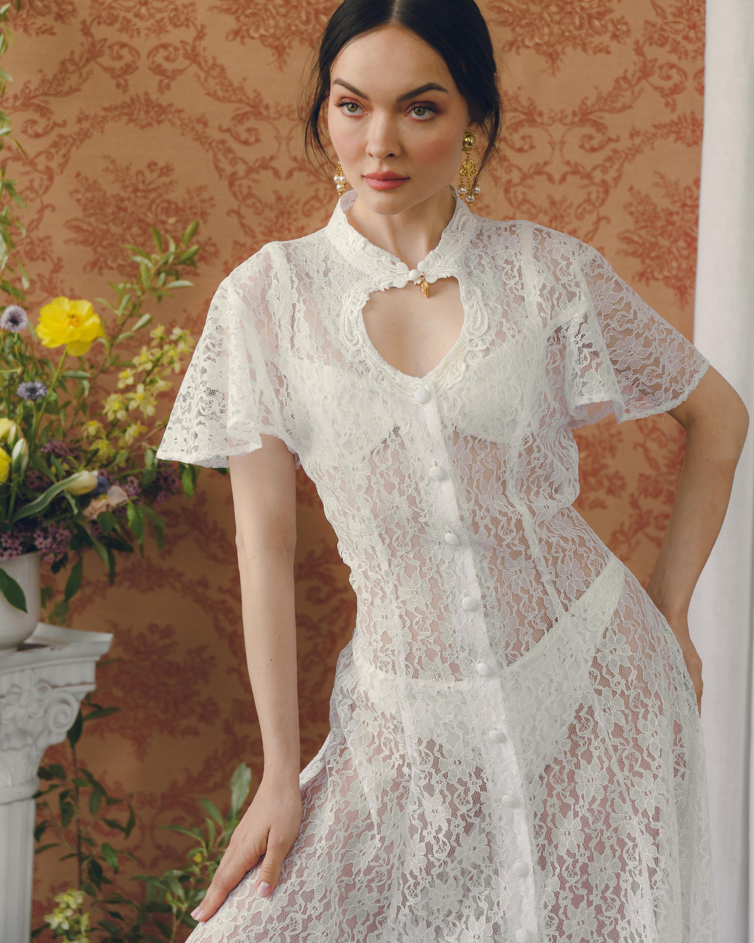 Vintage Lace Dress With Cut-Out Neckline For Sale 2