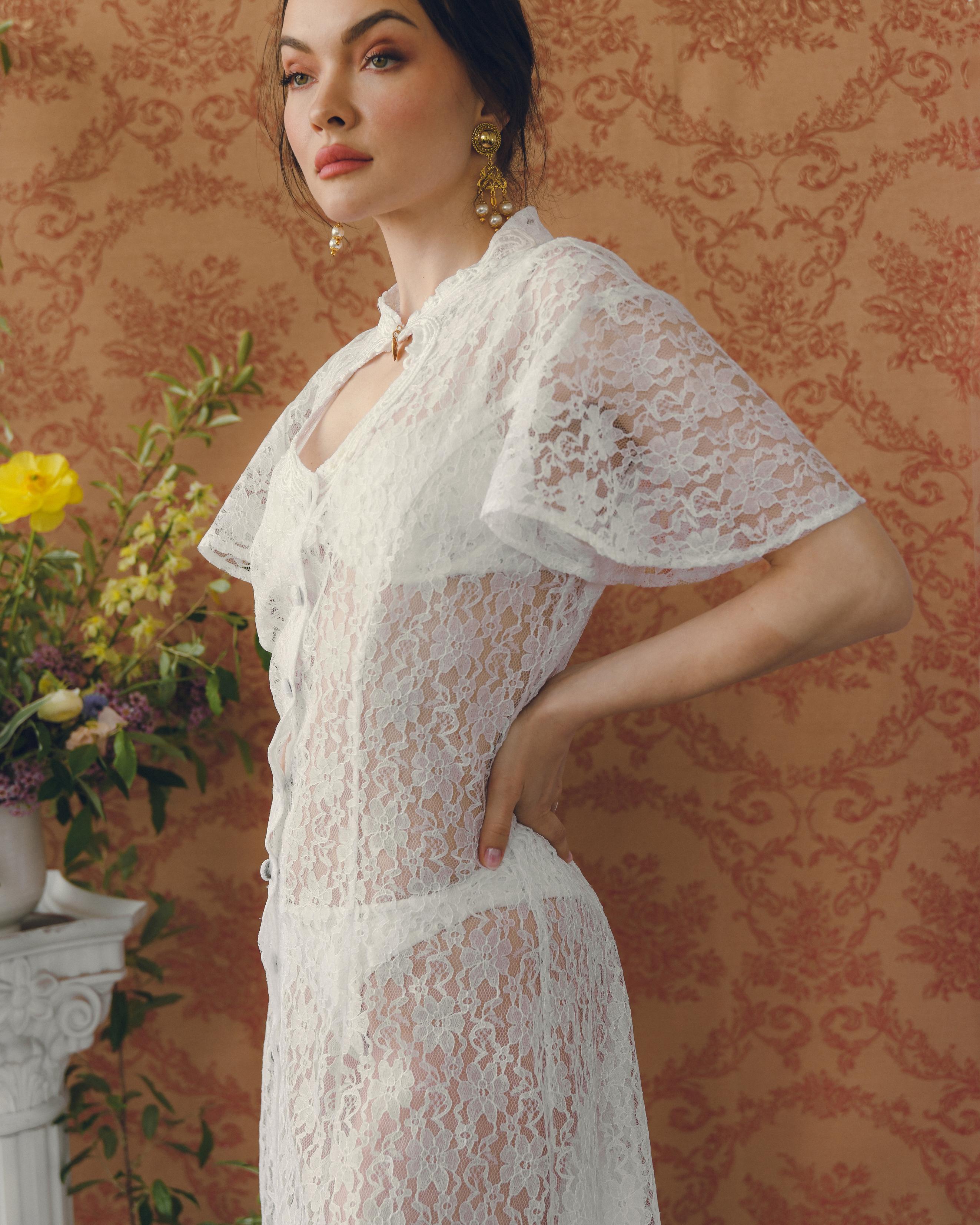 Vintage Lace Dress With Cut-Out Neckline For Sale 3