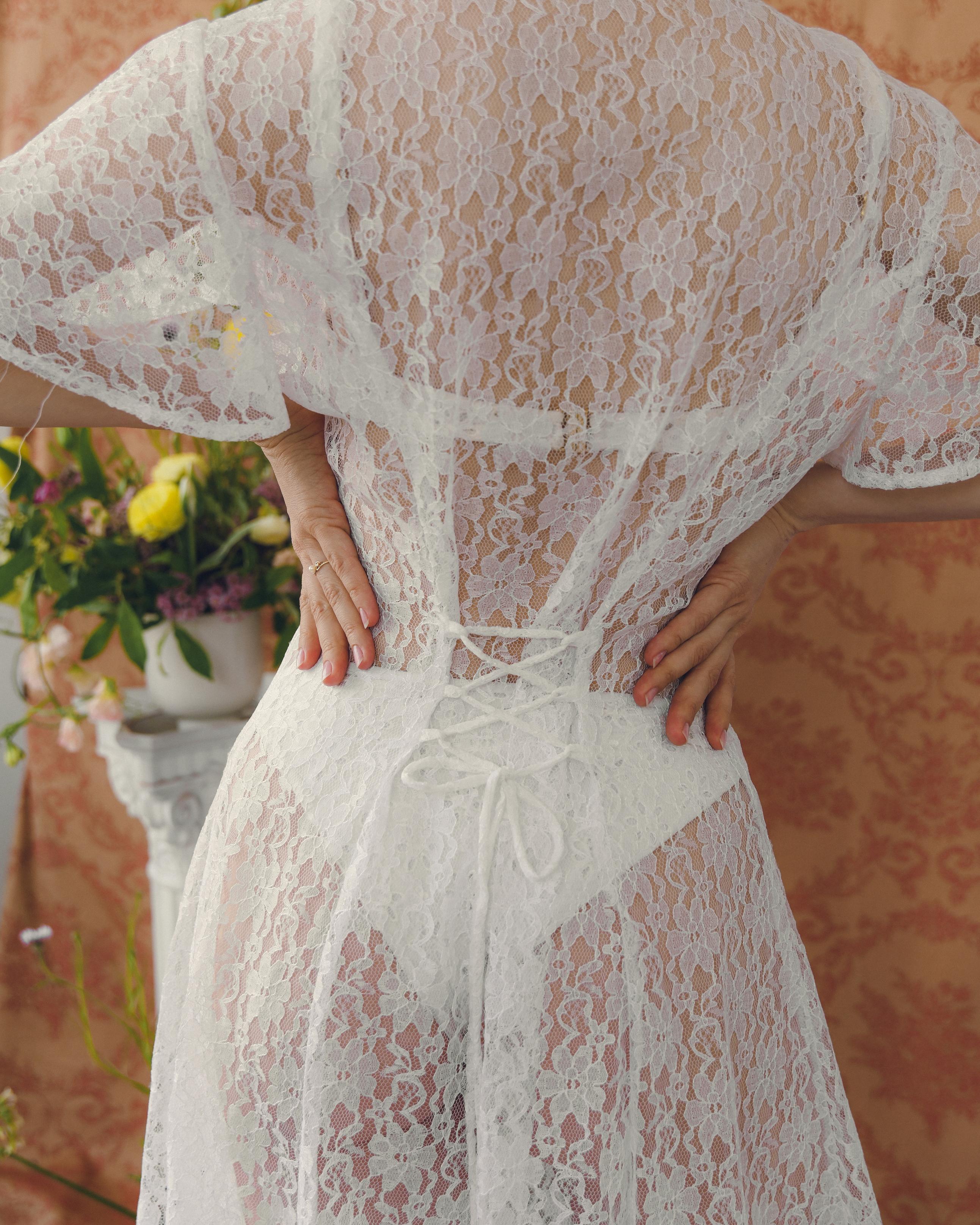Vintage Lace Dress With Cut-Out Neckline For Sale 4