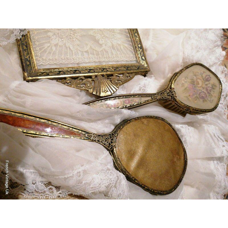 antique mirror and comb set