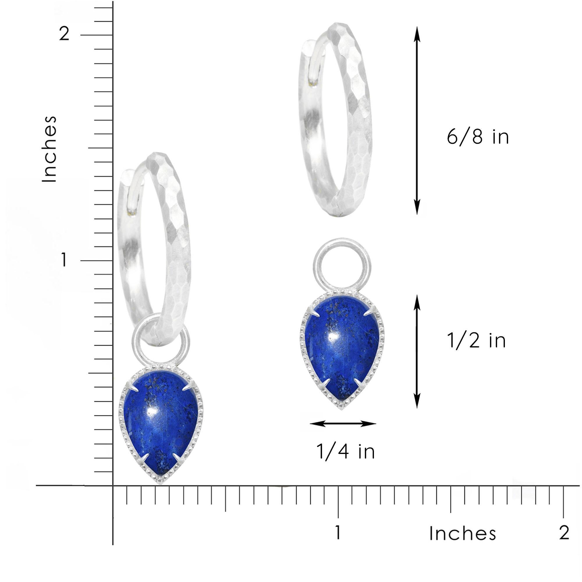 Women's or Men's Vintage Lace Lapis Silver Earring Charms For Sale