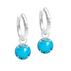 Vintage Lace Round Kingman Turquoise Silver Earring Charms