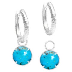 Used Lace Round Kingman Turquoise Silver Earring Charms