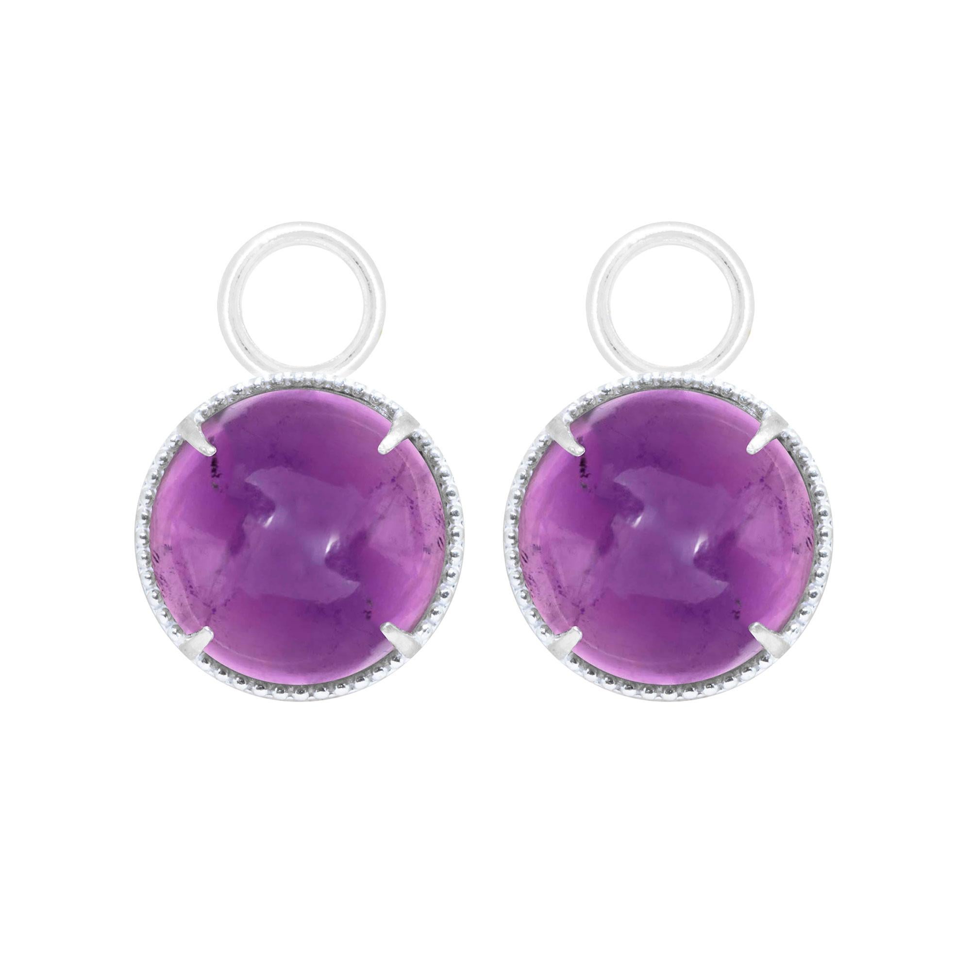 Contemporary Vintage Lace Round Amethyst Silver Earring Charms