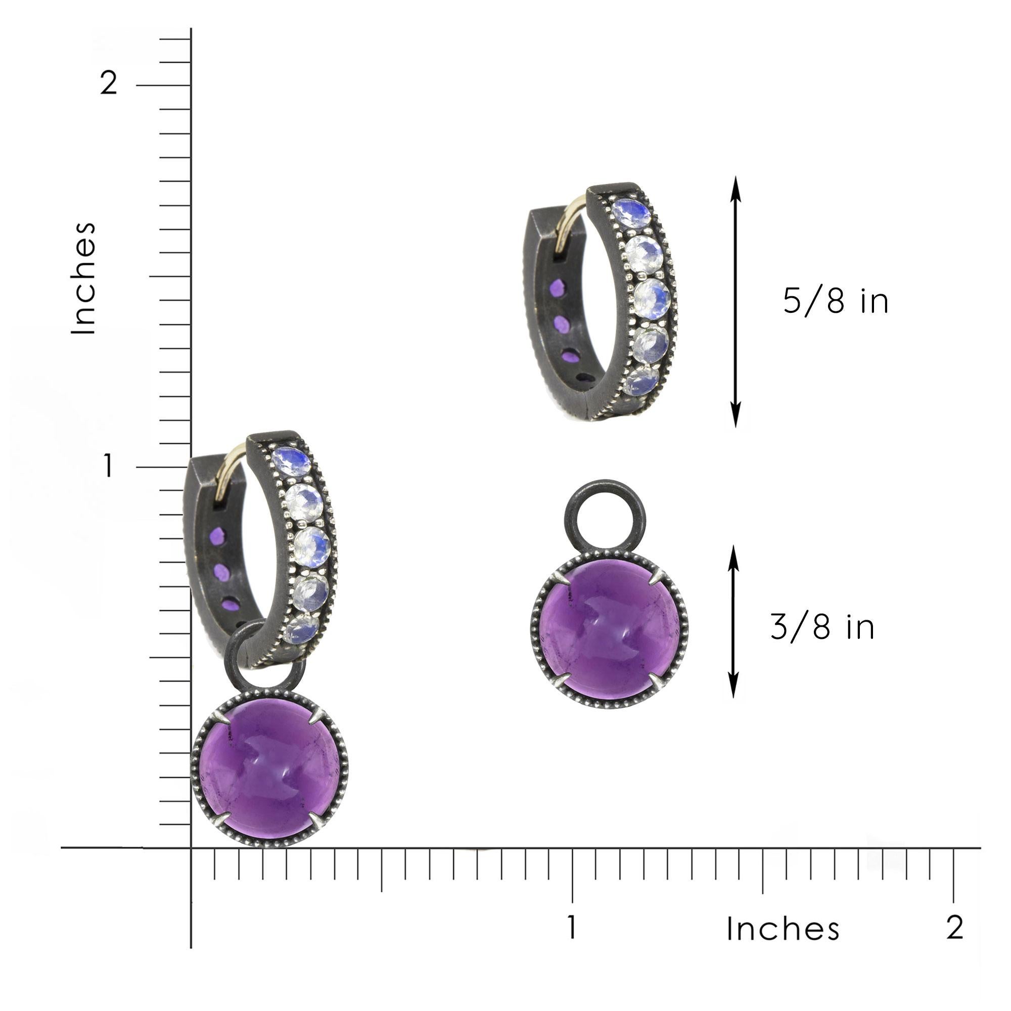 Women's or Men's Vintage Lace Round Amethyst Silver Earring Charms