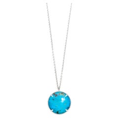 Vintage Lace Round Kingman Turquoise Silver Necklace