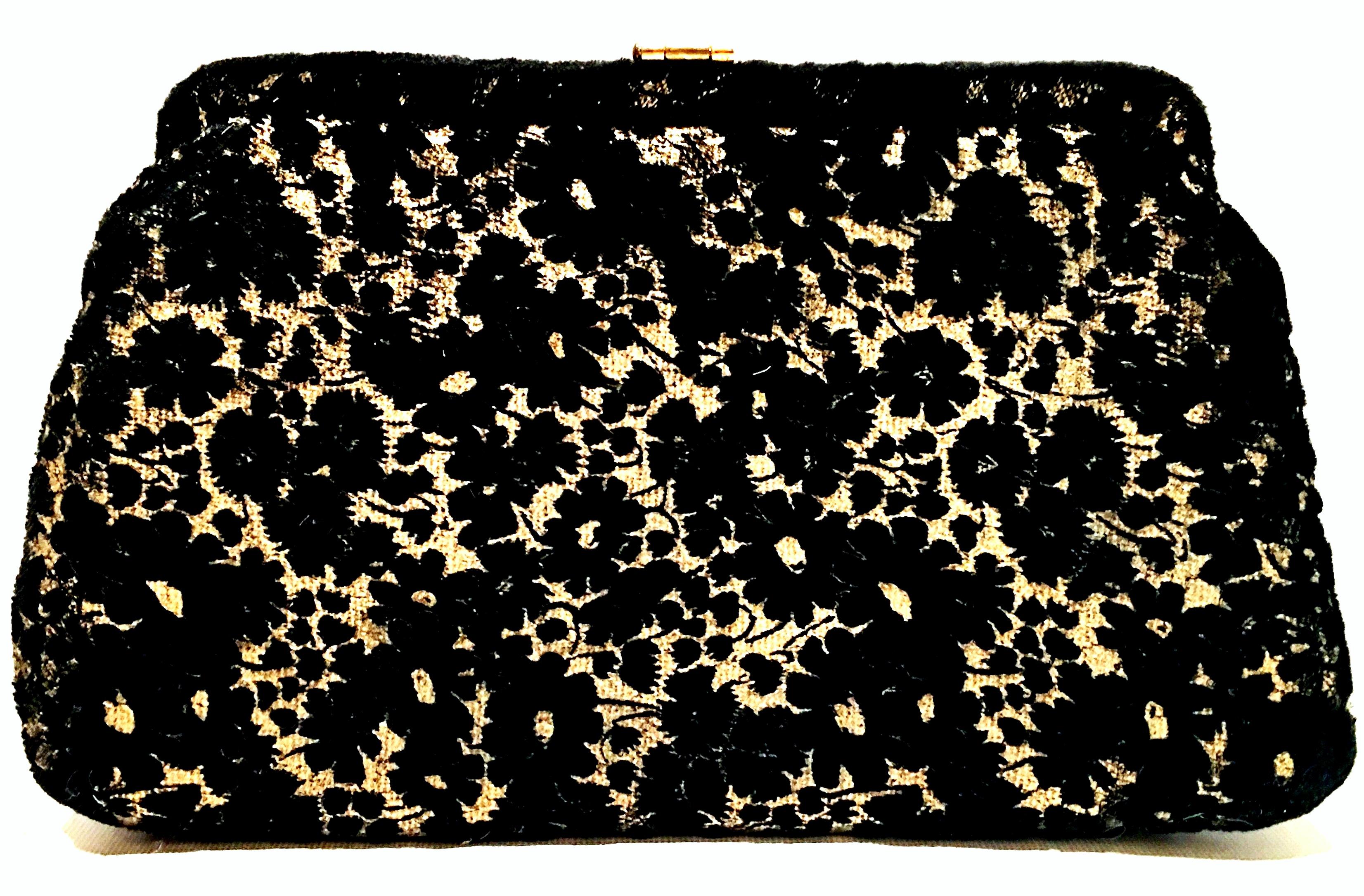 Black Vintage Lace & Velvet Evening Bag by, Garay