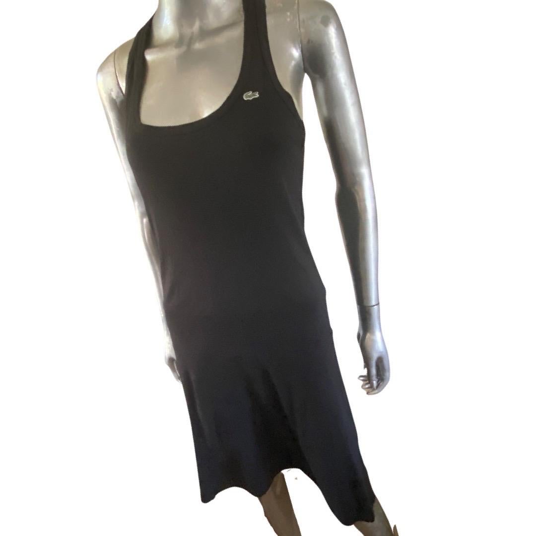 Vintage Lacoste Europe Black Racer Back Sport Tank Dress Size Medium In Good Condition In Palm Springs, CA