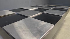Vintage lacquer and aluminum checkerboard coffee table, 1970s