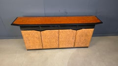 Crédence vintage en laque et ronce de bois, 1980