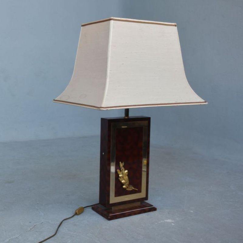 Laqué Lampe de bureau Olivires vintage en laque et bronze doré en vente