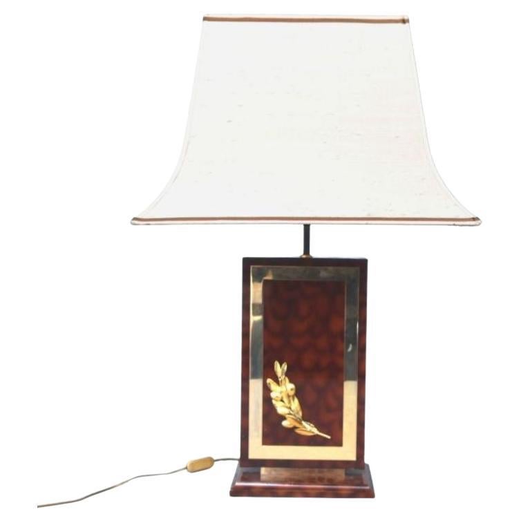 Vintage Lacquer and Gilt Bronze Desk Lamp Olivières For Sale