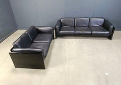 Ensemble de canapés vintage en laque et cuir de Kazuhide Takahama pour Studio Simon, 1970