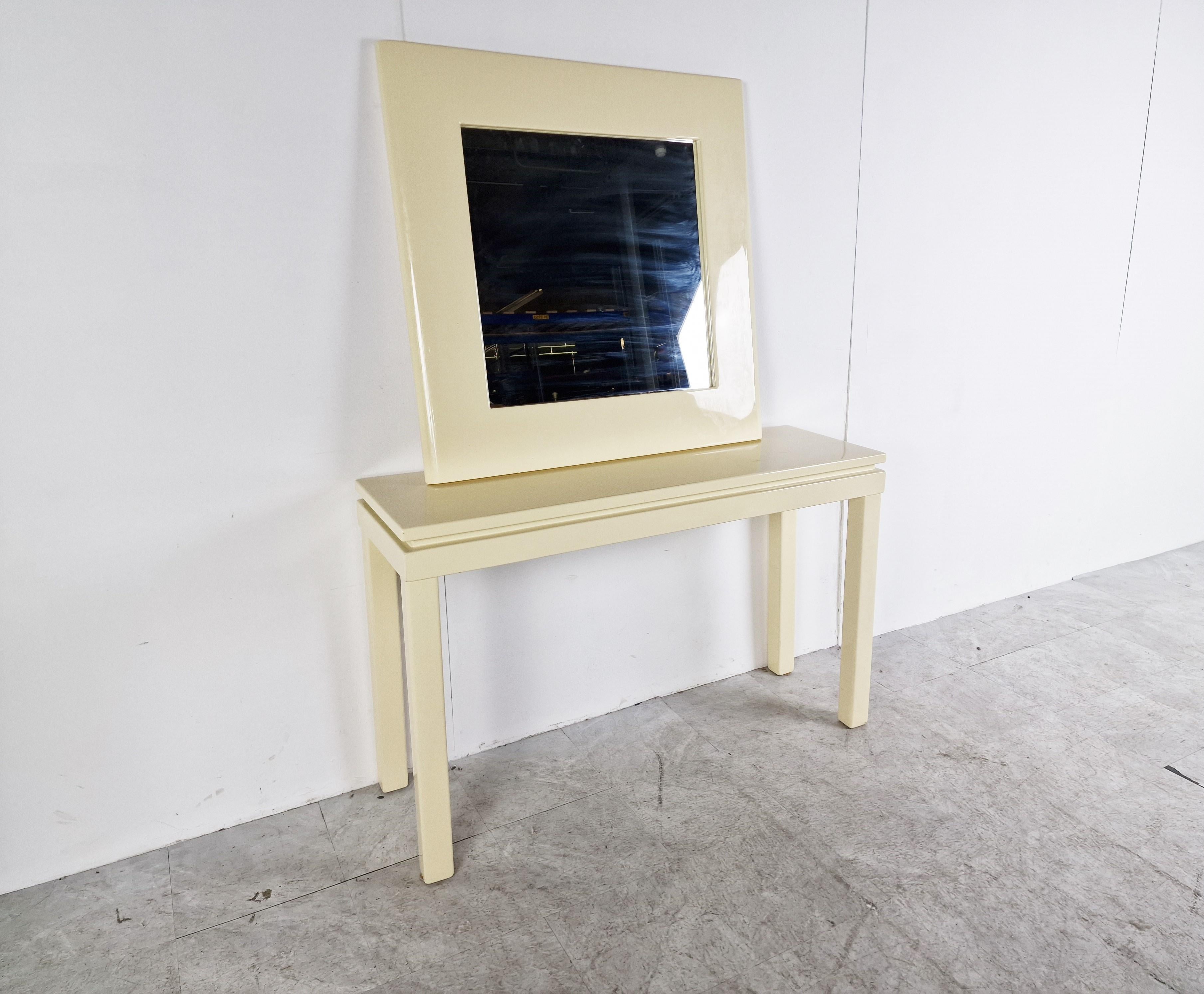 Late 20th Century Vintage Lacquer Console with Mirror, 1980s, France For Sale