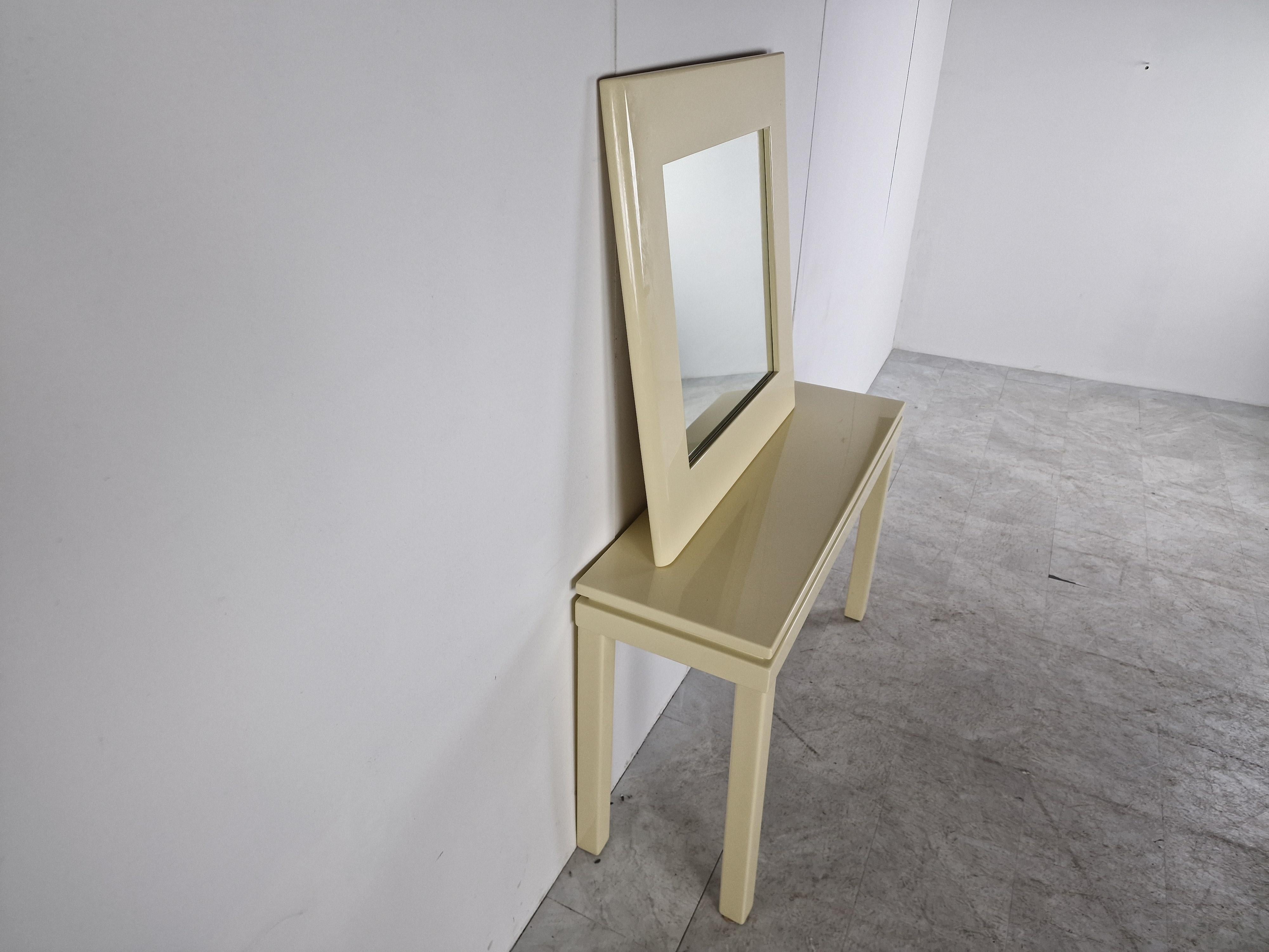 Vintage Lacquer Console with Mirror, 1980s, France For Sale 3