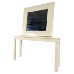 Console laccata vintage con specchio, anni '80, Francia