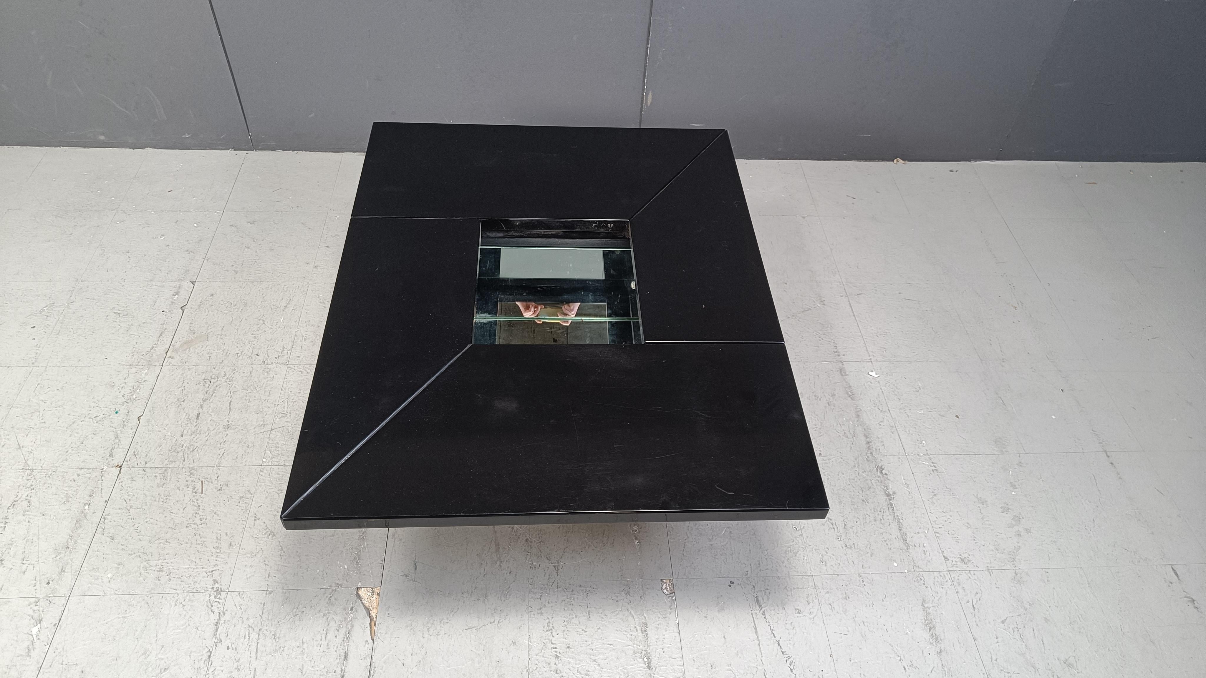 Vintage lacquer hidden bar coffee table by Paul Michel, 1970s 3
