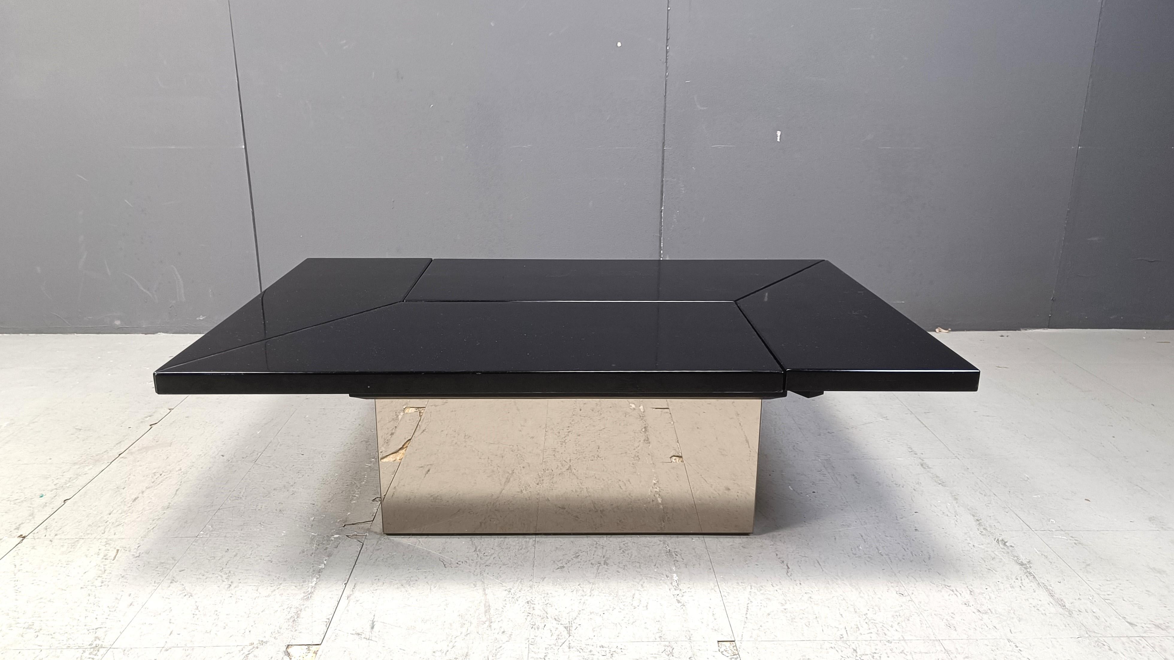 Vintage lacquer hidden bar coffee table by Paul Michel, 1970s In Good Condition In Leuven, Vlaams Gewest