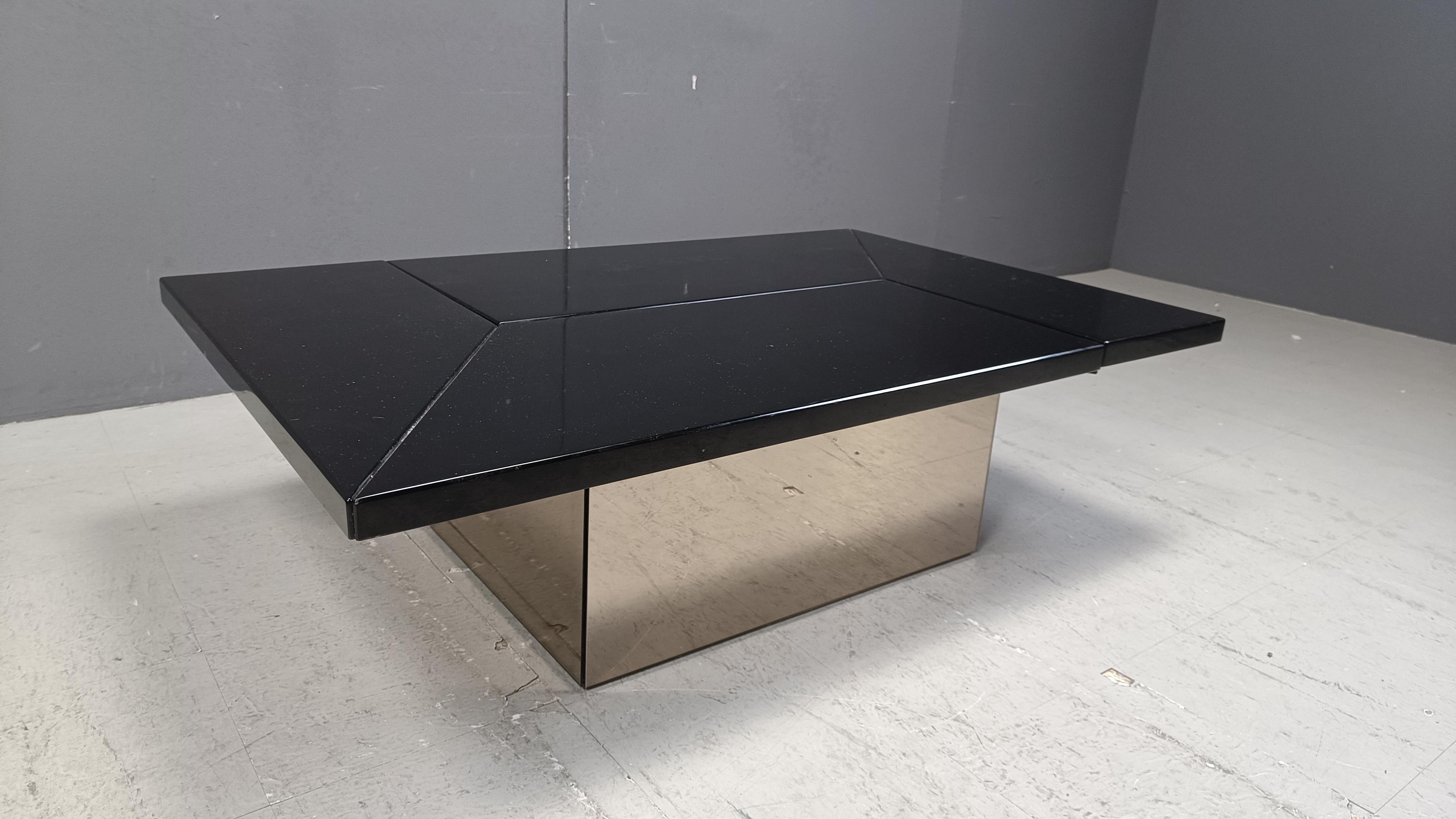 Vintage lacquer hidden bar coffee table by Paul Michel, 1970s 1
