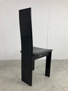 Vintage Lacquer High Back Dining Chairs, 1980s, Set of 6
