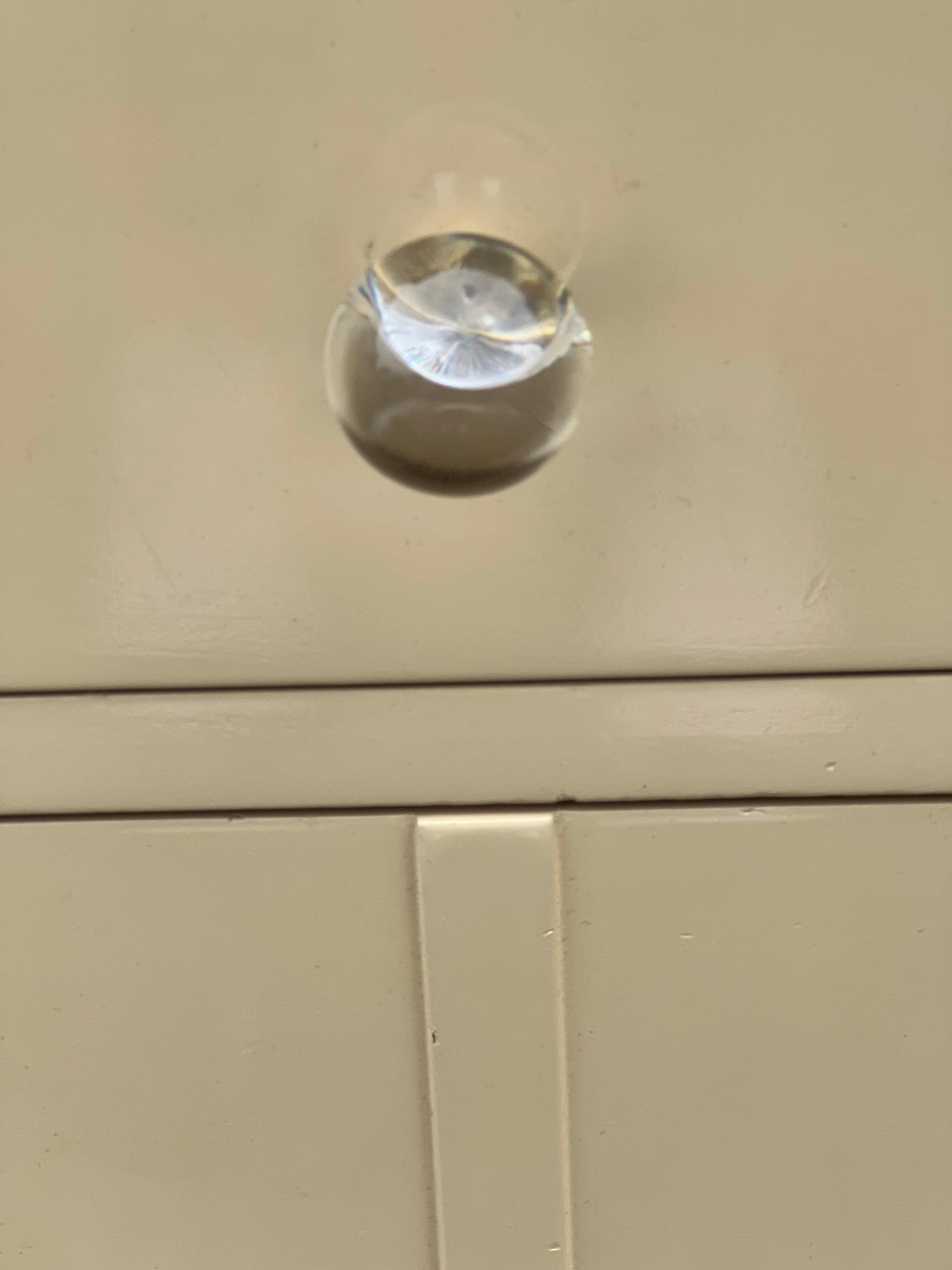 Vintage Lacquer Laminate Nightstands with Lucite Knobs, a Pair 4