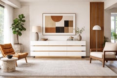 Vintage Lacquered and Brass Modernist Dresser, 1980s