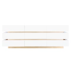 Vintage Lacquered and Brass Modernist Dresser, 1980s