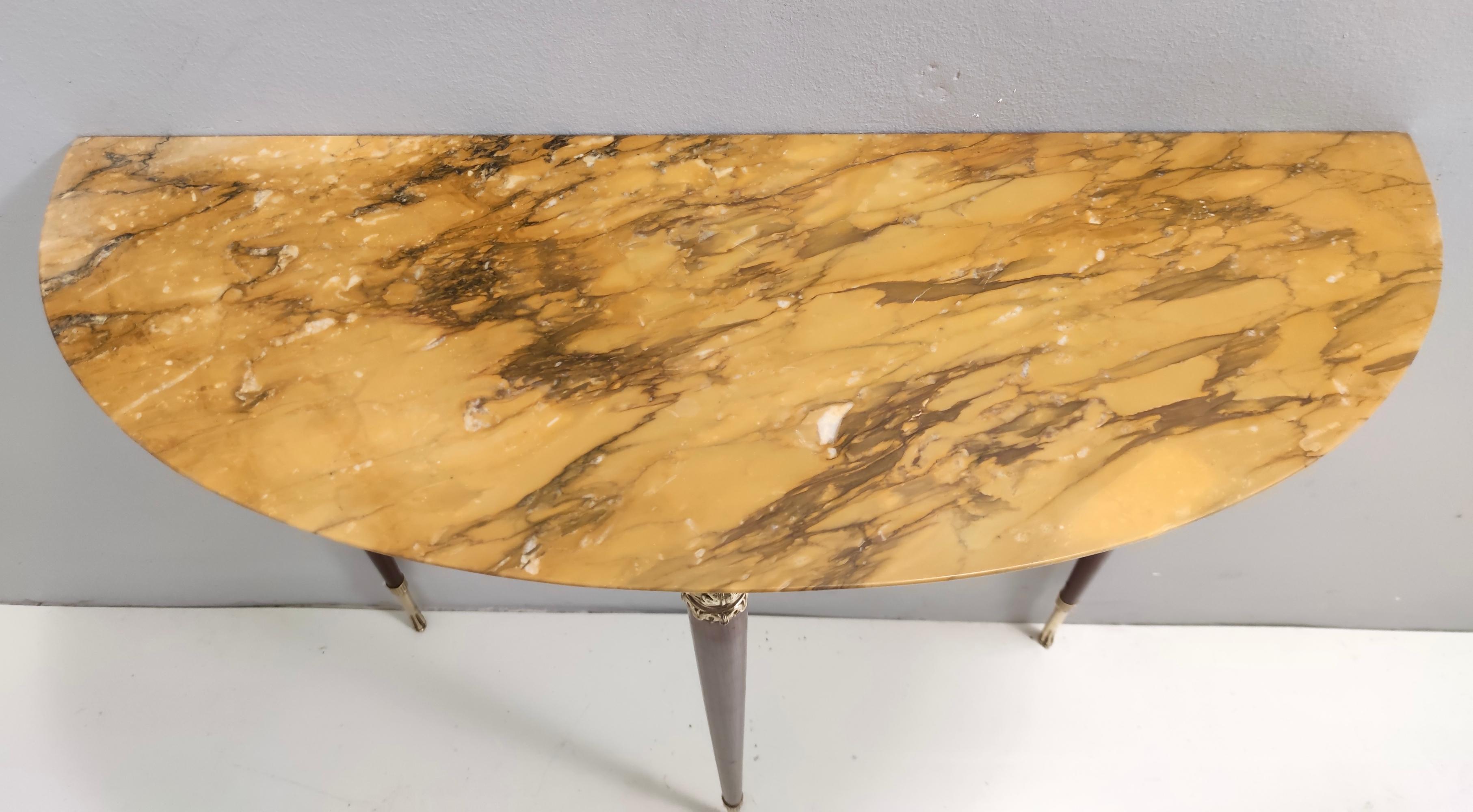Vintage Lacquered Beech Console with Demilune Yellow Siena Marble Top, Italy For Sale 1