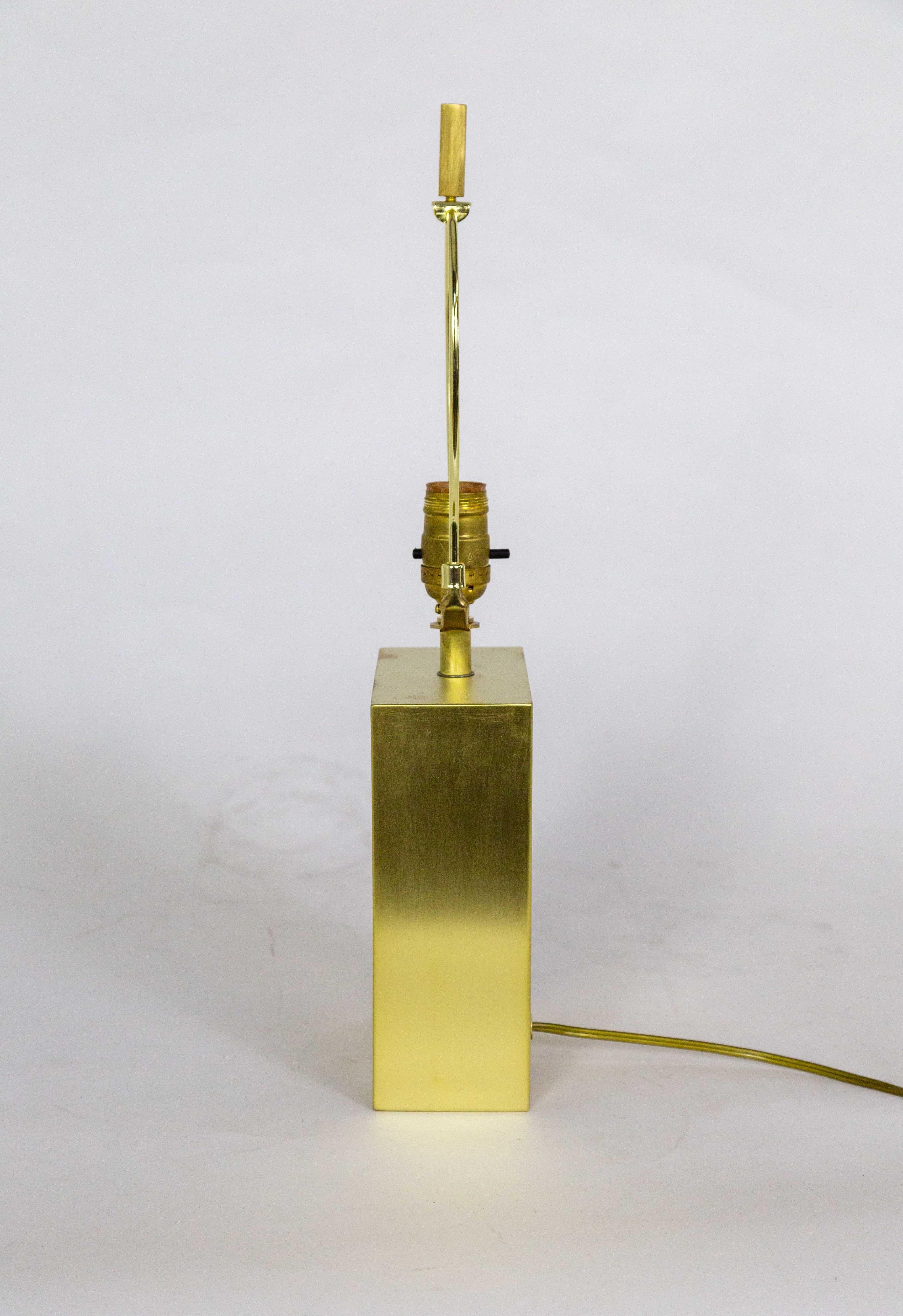 Vintage Lacquered Brass Cube Lamp In Good Condition For Sale In San Francisco, CA