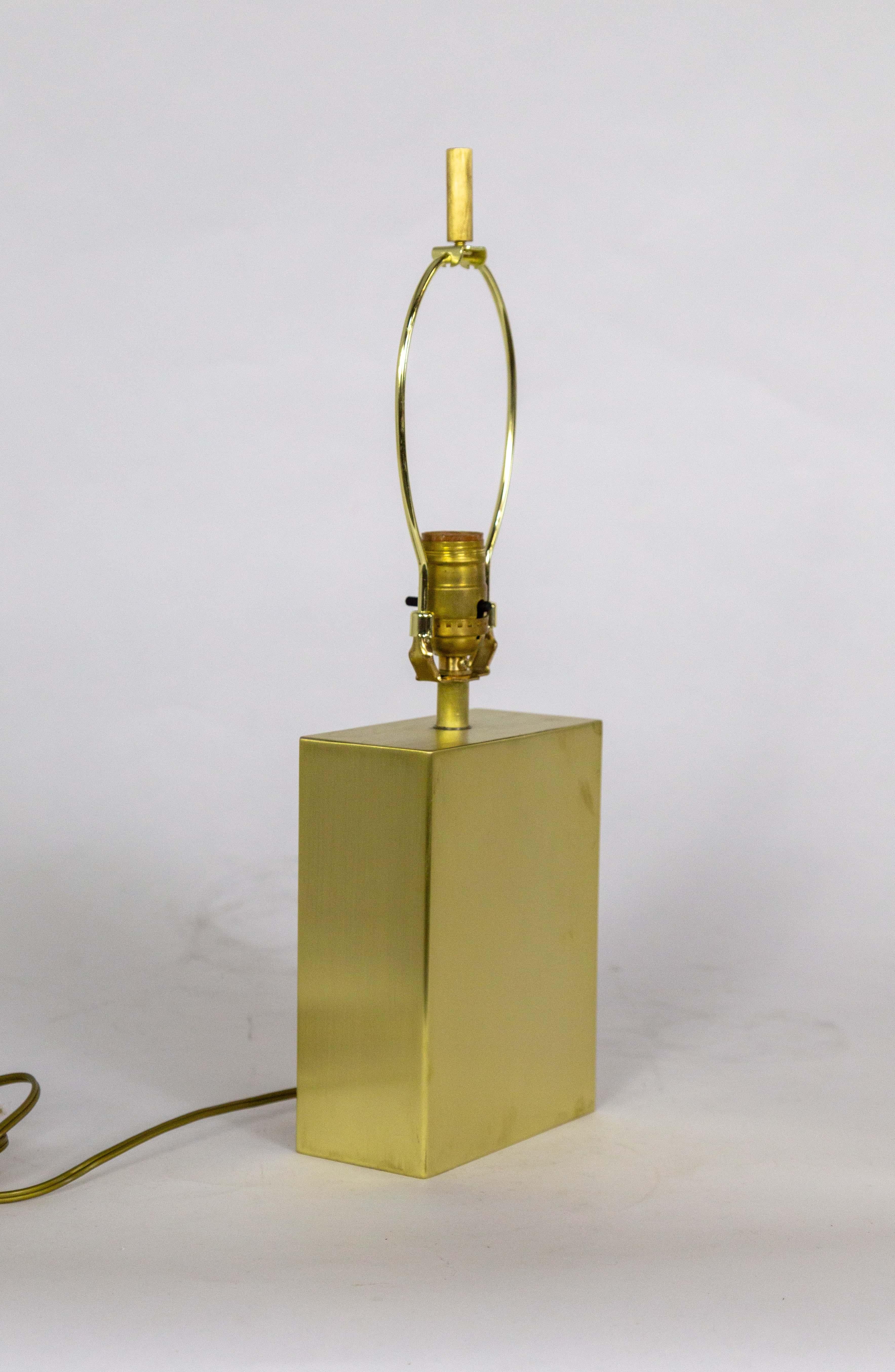 Vintage Lacquered Brass Cube Lamp For Sale 1