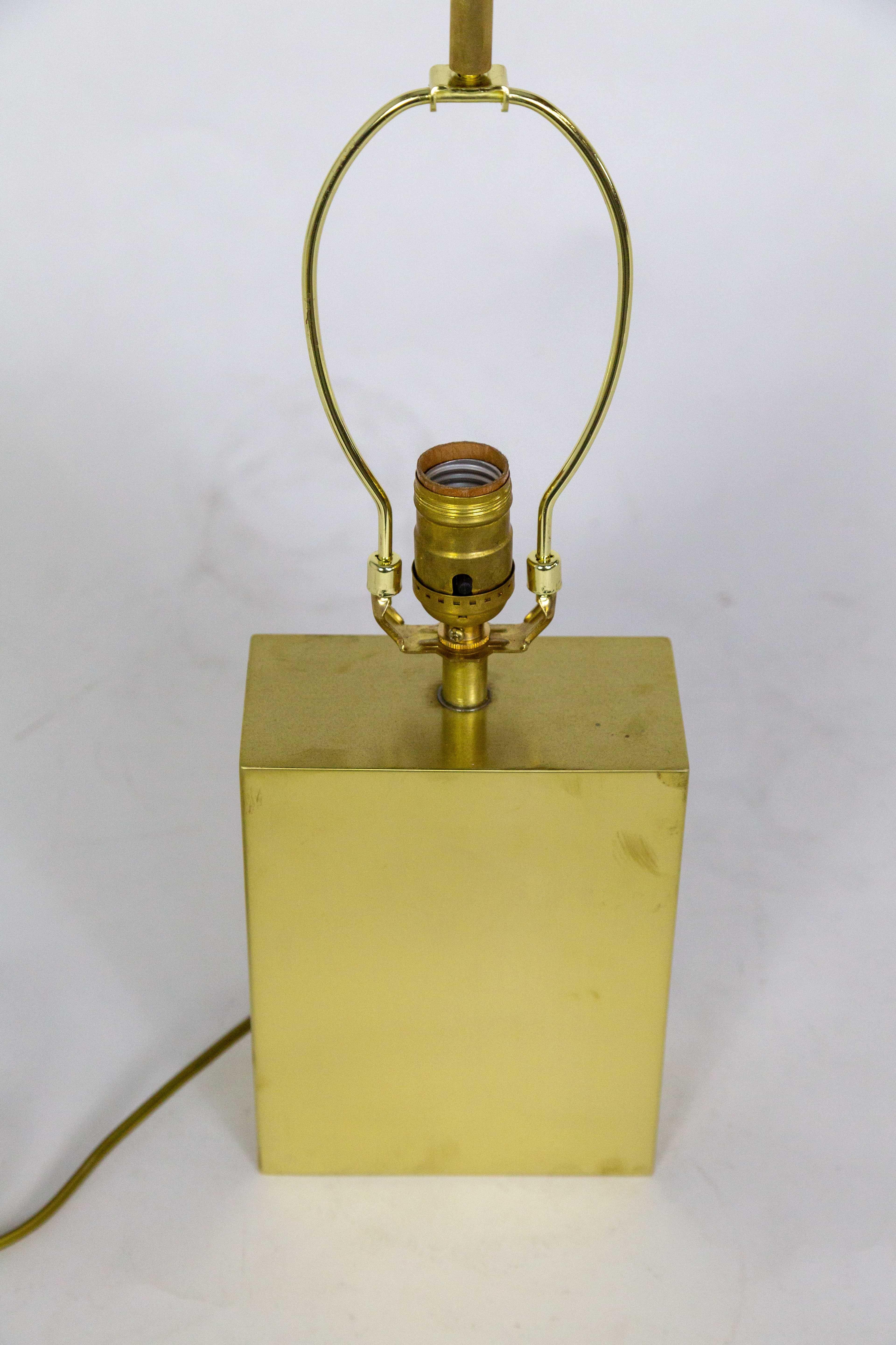 Vintage Lacquered Brass Cube Lamp For Sale 2