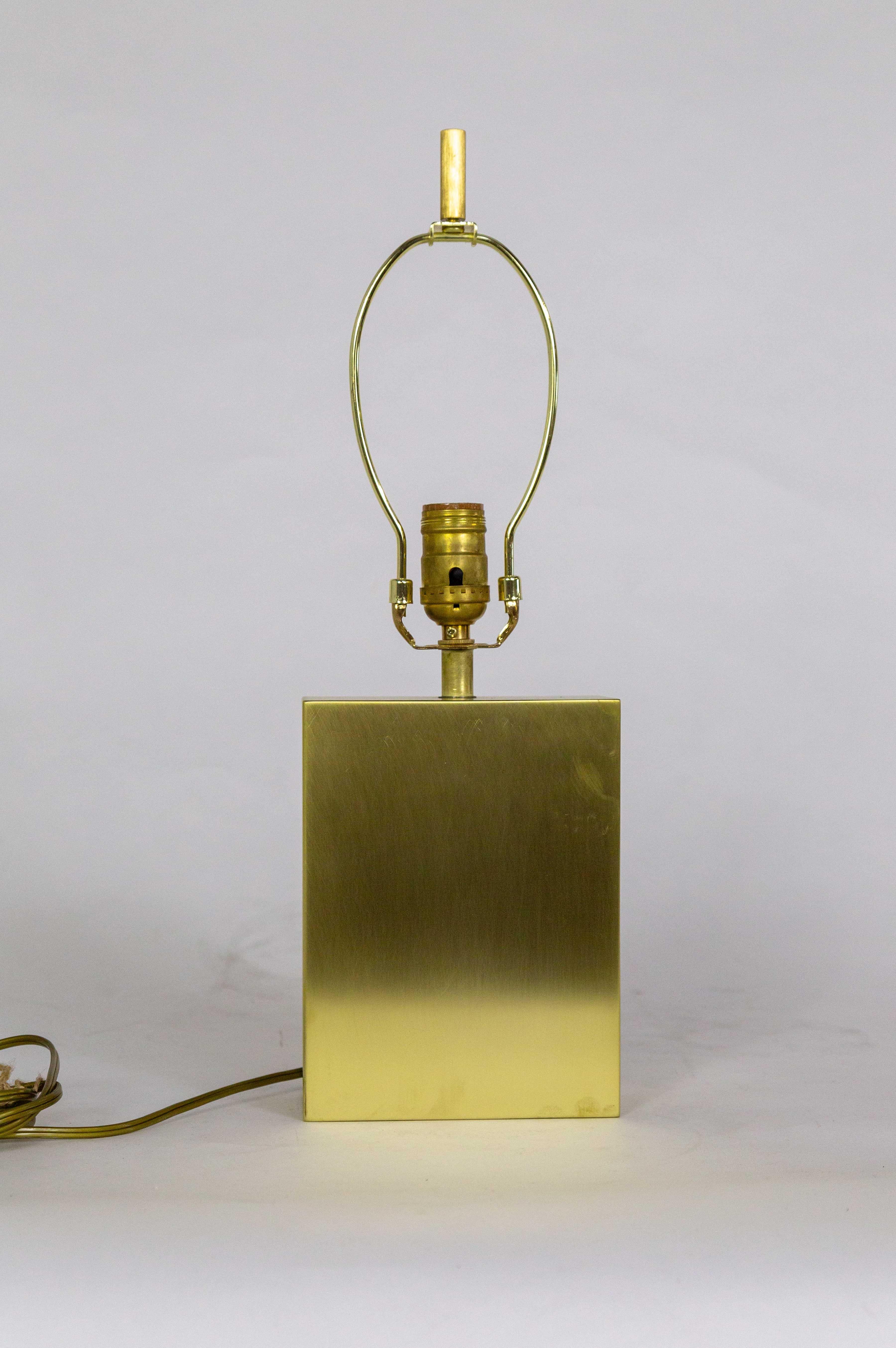 Vintage Lacquered Brass Cube Lamp For Sale 3