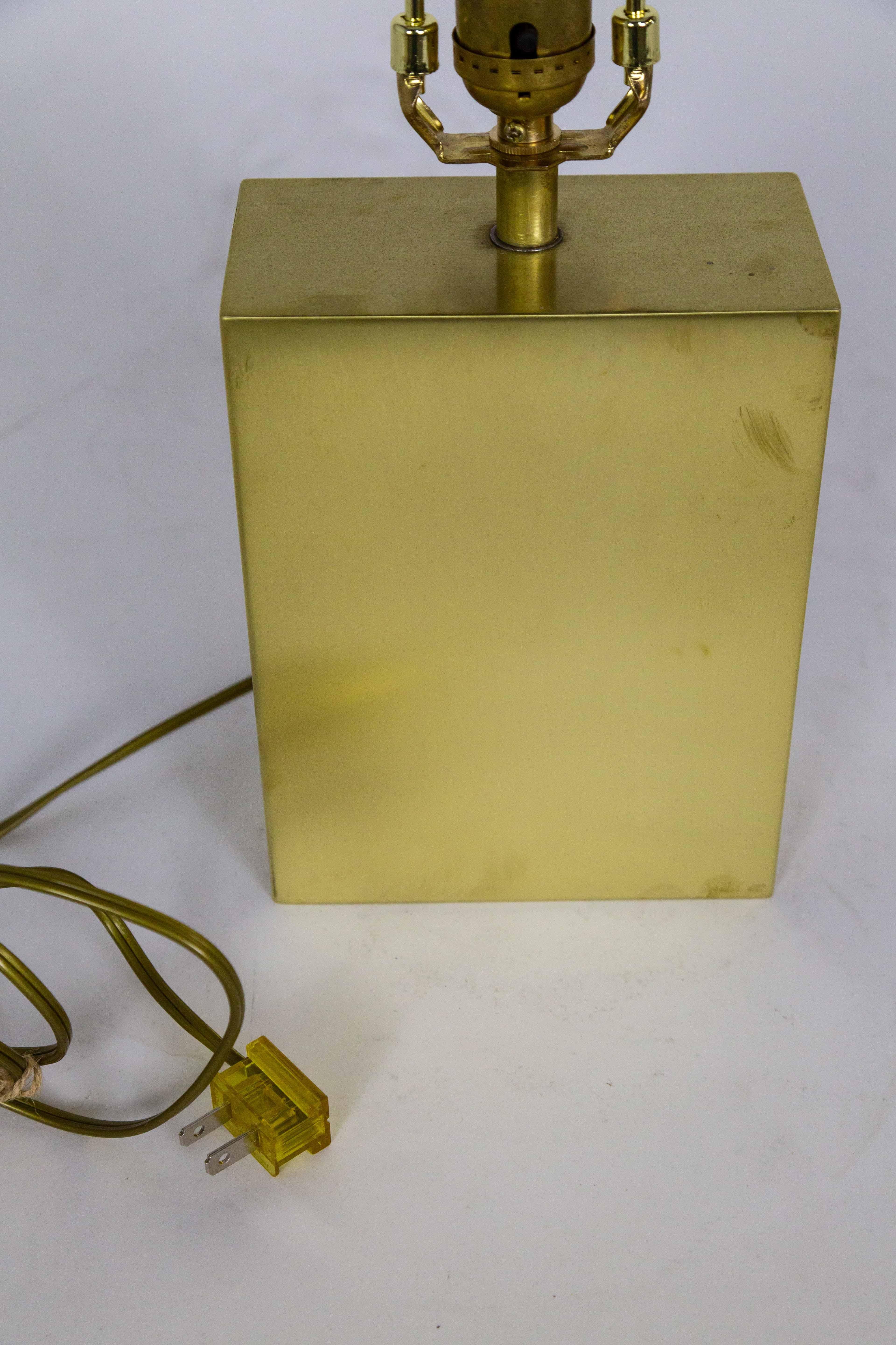 Vintage Lacquered Brass Cube Lamp For Sale 4