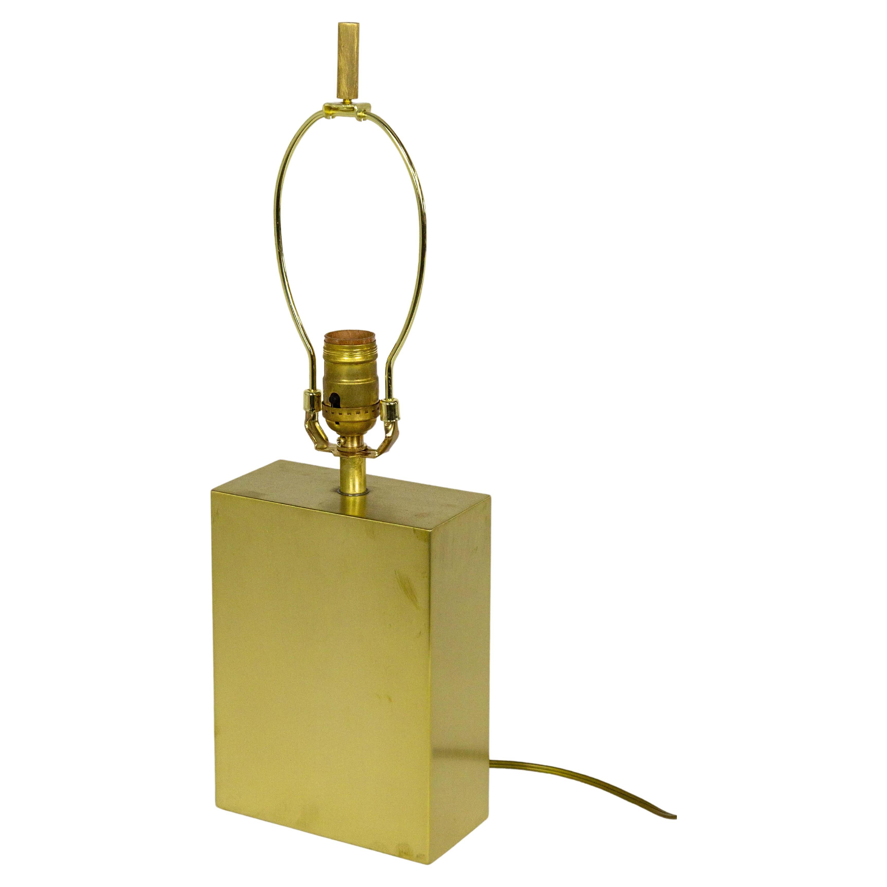 Vintage Lacquered Brass Cube Lamp For Sale