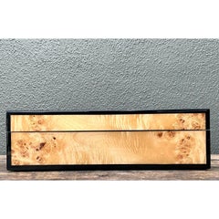 Boîte vintage en bois de loupe laqué