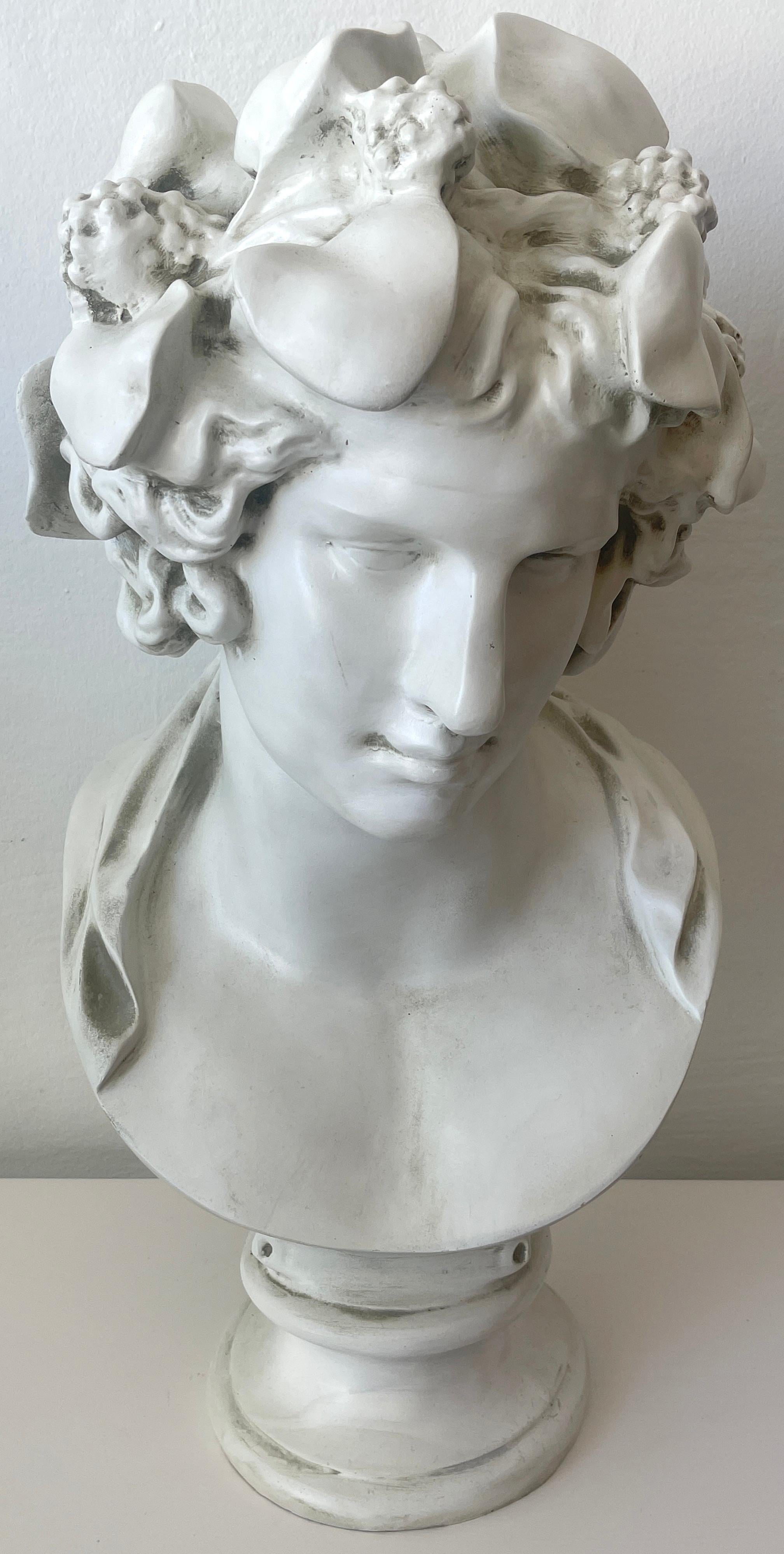 Vintage Lacquered Bust of Antinous as Dionysus 3