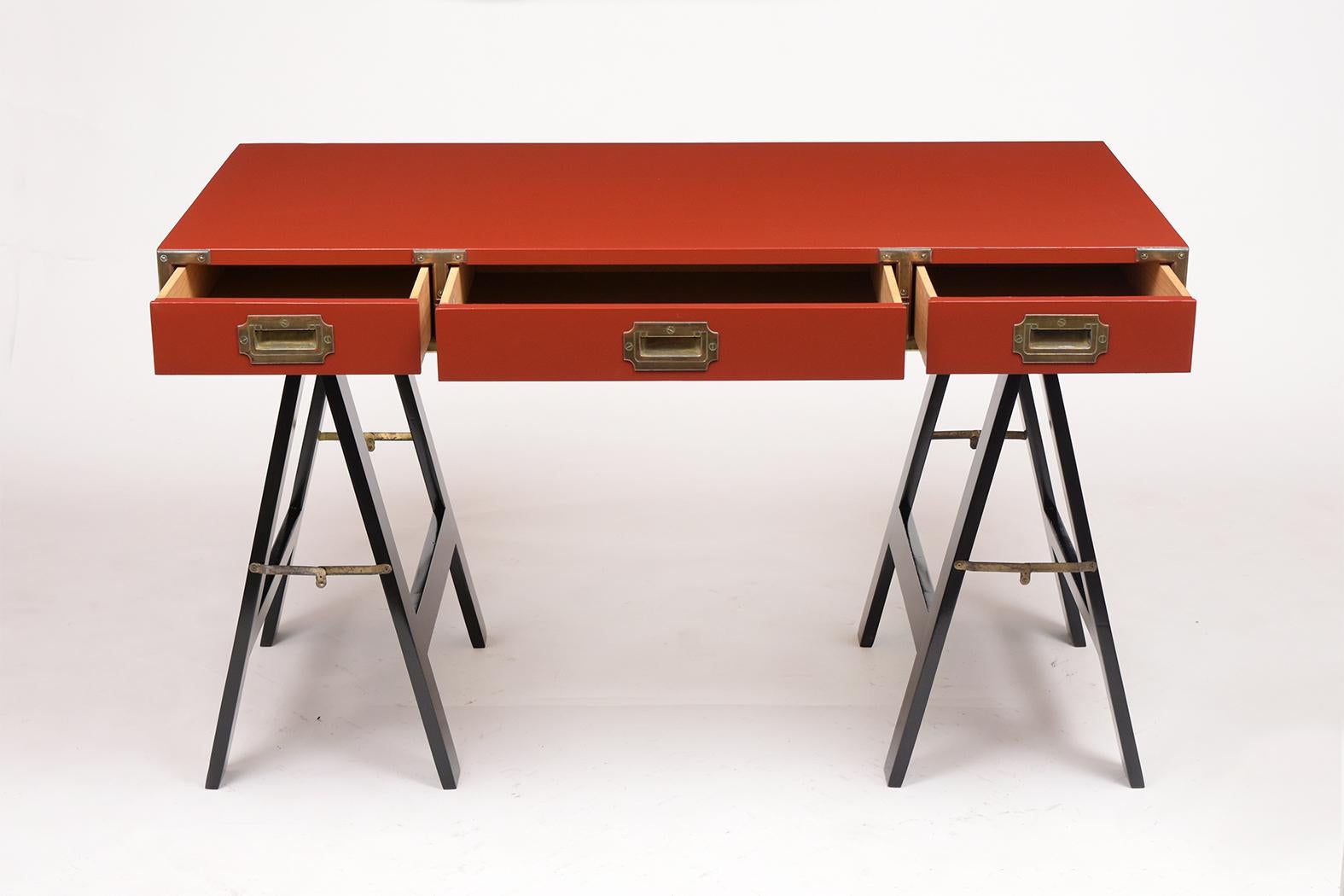 American Vintage Lacquered Campaign Desk