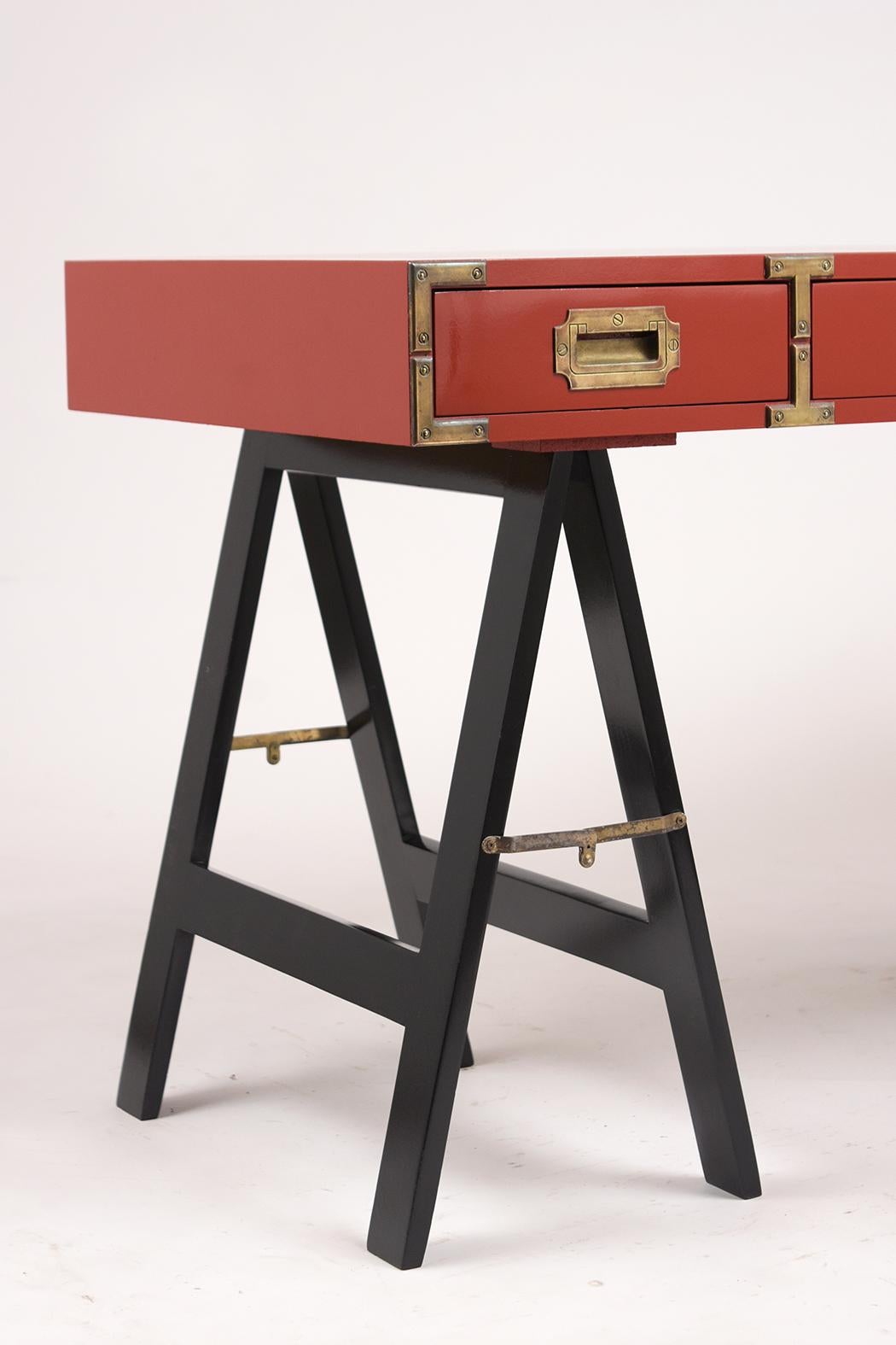 Wood Vintage Lacquered Campaign Desk