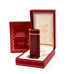 Vintage Lacquered CARTIER Les Must Lighter Bordeaux Lacquered in Box 1970s